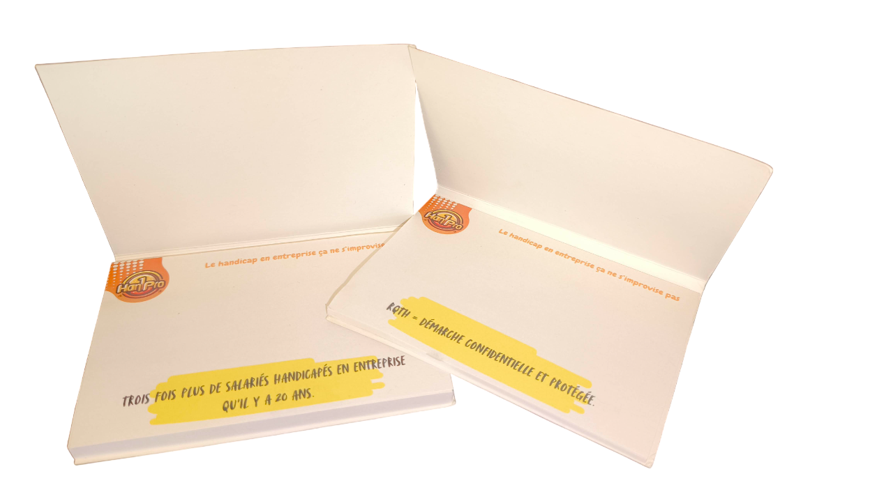 Bloc de feuilles post-it Han1Pro avec conseils sur le handicap en entreprise